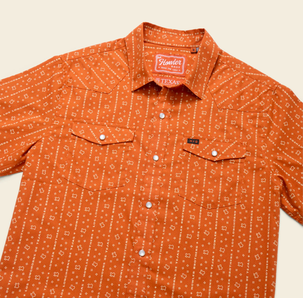 NWT Howler Brothers Texas Longhorns x Texas Print Full-Snap Shirt - XXL (0329)